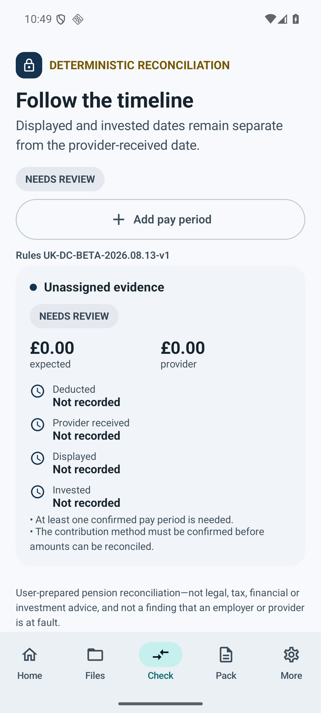 Synthetic PensionProof UK app screen